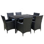 Gardeon Outdoor Dining Set 7 Piece Wicker Lounge Setting Black - Cosy Abode