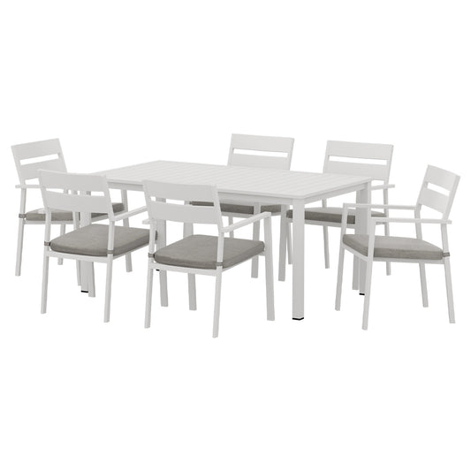 Gardeon Outdoor Dining Set 7 Piece Aluminum Table Chairs Setting White - Cosy Abode