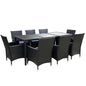 Gardeon Outdoor Dining Set 9 Piece Wicker Lounge Setting Black - Cosy Abode