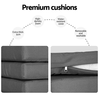 Gardeon Outdoor Dining Set 9 Piece Steel Table Chairs Setting White - Cosy Abode