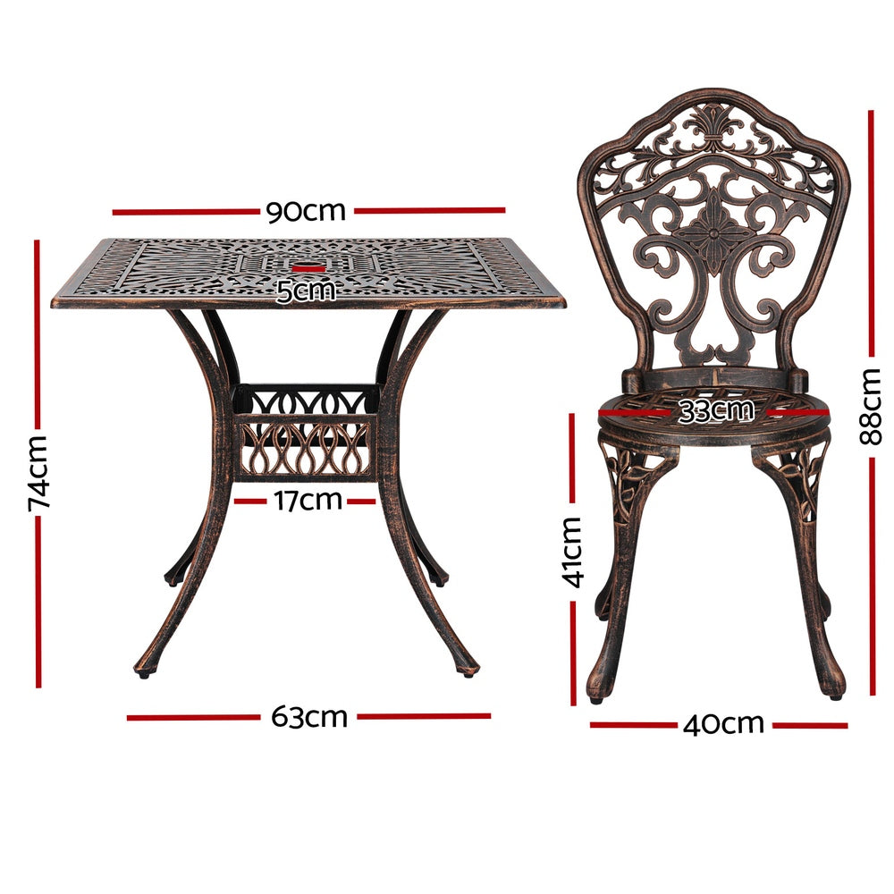 Gardeon Outdoor Dining Set 5 Piece Chairs Table Cast Aluminum Patio Brown - Cosy Abode