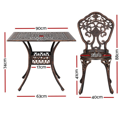 Gardeon Outdoor Dining Set 5 Piece Chairs Table Cast Aluminum Patio Brown - Cosy Abode