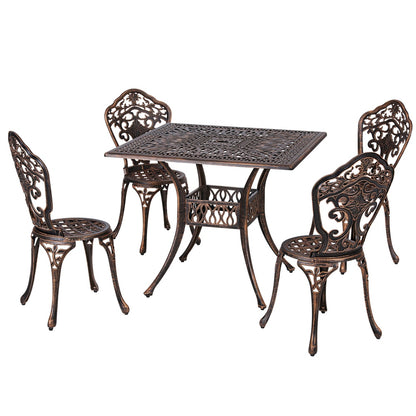 Gardeon Outdoor Dining Set 5 Piece Chairs Table Cast Aluminum Patio Brown - Cosy Abode