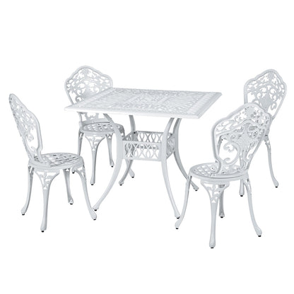 Gardeon Outdoor Dining Set 5 Piece Chairs Table Cast Aluminum Patio White - Cosy Abode
