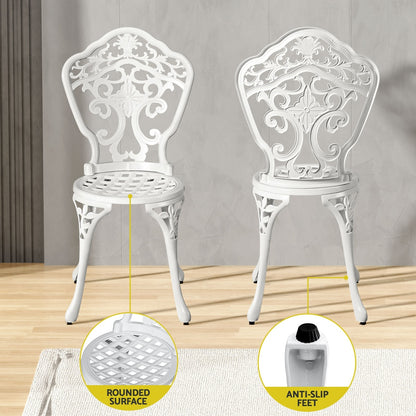 Gardeon Outdoor Dining Set 5 Piece Chairs Table Cast Aluminum Patio White - Cosy Abode