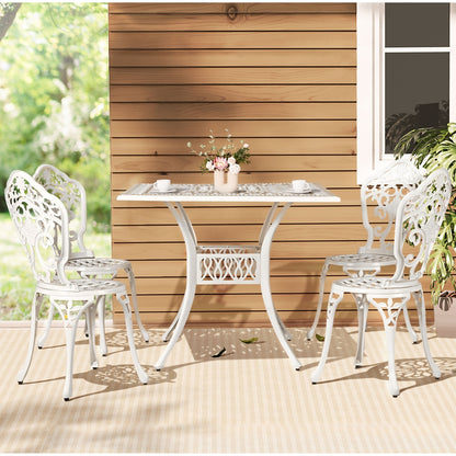 Gardeon Outdoor Dining Set 5 Piece Chairs Table Cast Aluminum Patio White - Cosy Abode
