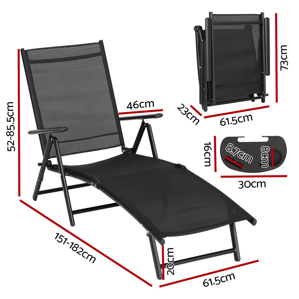 Gardeon Sun Lounge Outdoor Lounger Aluminium Folding Beach Chair Camping Patio - Cosy Abode