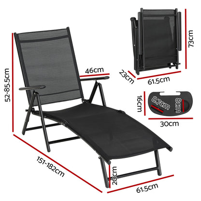 Gardeon Sun Lounge Outdoor Lounger Aluminium Folding Beach Chair Camping Patio - Cosy Abode