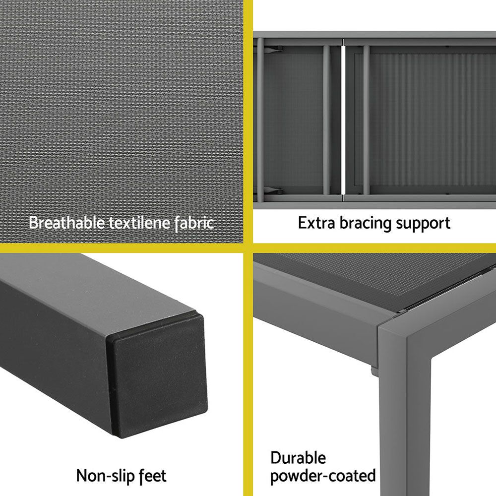 Gardeon Sun Lounge Outdoor Lounger Aluminium Folding Beach Chair Wheels Patio - Cosy Abode