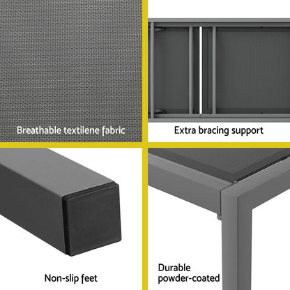 Gardeon Sun Lounge Outdoor Lounger Aluminium Folding Beach Chair Wheels Patio - Cosy Abode