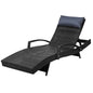 Gardeon Sun Lounge Wicker Lounger Outdoor Furniture Beach Chair Armrest Adjustable Black - Cosy Abode