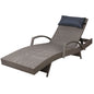 Gardeon Sun Lounge Wicker Lounger Outdoor Furniture Beach Armchair Adjustable Grey&Beige - Cosy Abode
