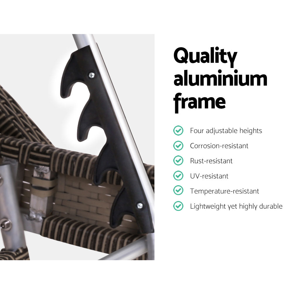 Gardeon Sun Lounge Wicker Lounger Outdoor Furniture Beach Armchair Adjustable Grey&Beige - Cosy Abode