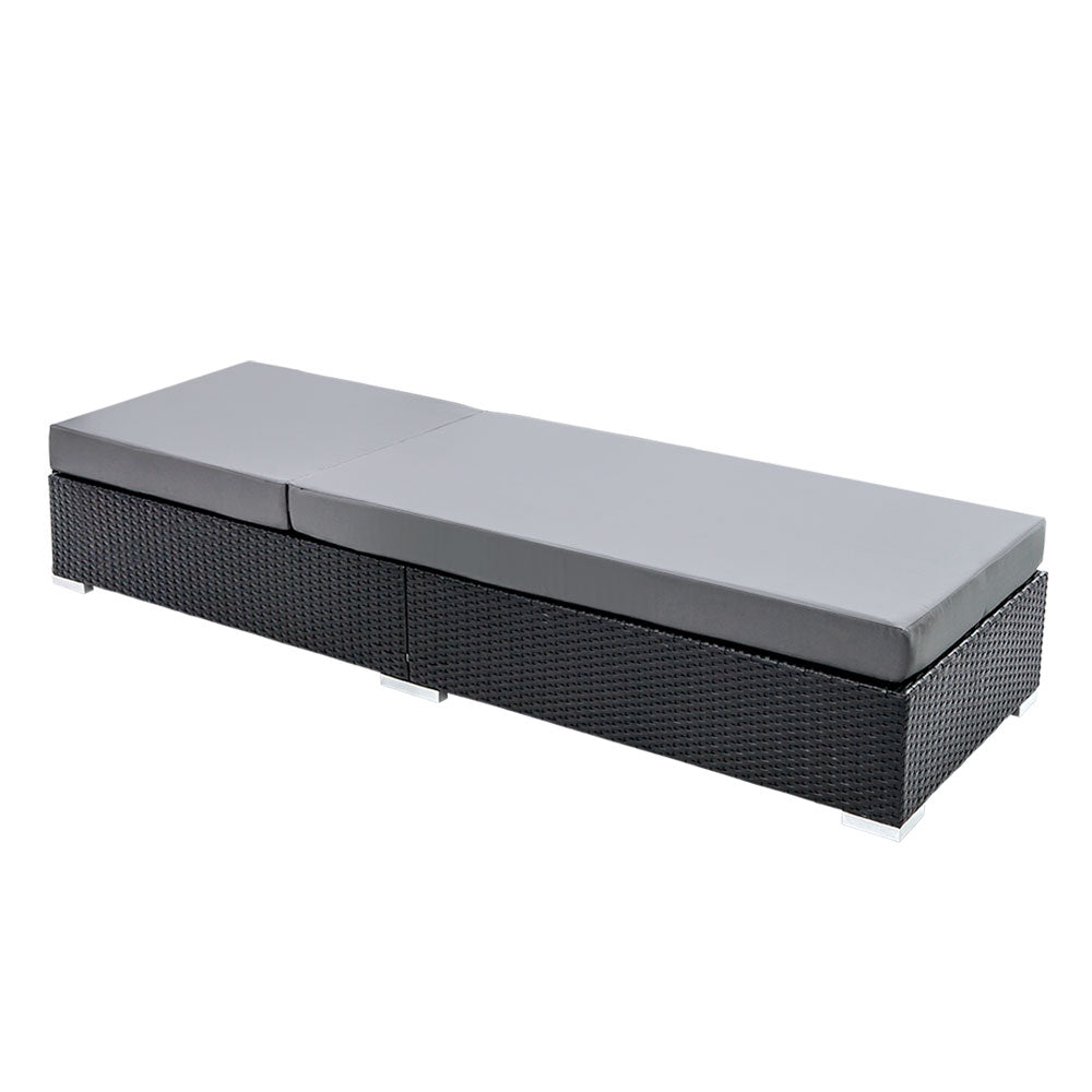 Gardeon Sun Lounge Wicker Lounger Outdoor Furniture Day Bed Adjustable Rattan Garden Cover - Cosy Abode