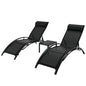 Gardeon 3PC Sun Lounge Outdoor Lounger Steel Table Chairs Patio Furniture Garden - Cosy Abode