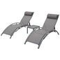 Gardeon 3PC Sun Lounge Outdoor Lounger Steel Table Chairs Patio Furniture Grey - Cosy Abode