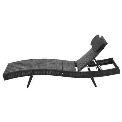 Gardeon Sun Lounge Wicker Lounger Outdoor Furniture Beach Chair Garden Adjustable Black - Cosy Abode