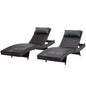 Gardeon 2PC Sun Lounge Wicker Lounger Outdoor Furniture Beach Chair Garden Adjustable Black - Cosy Abode