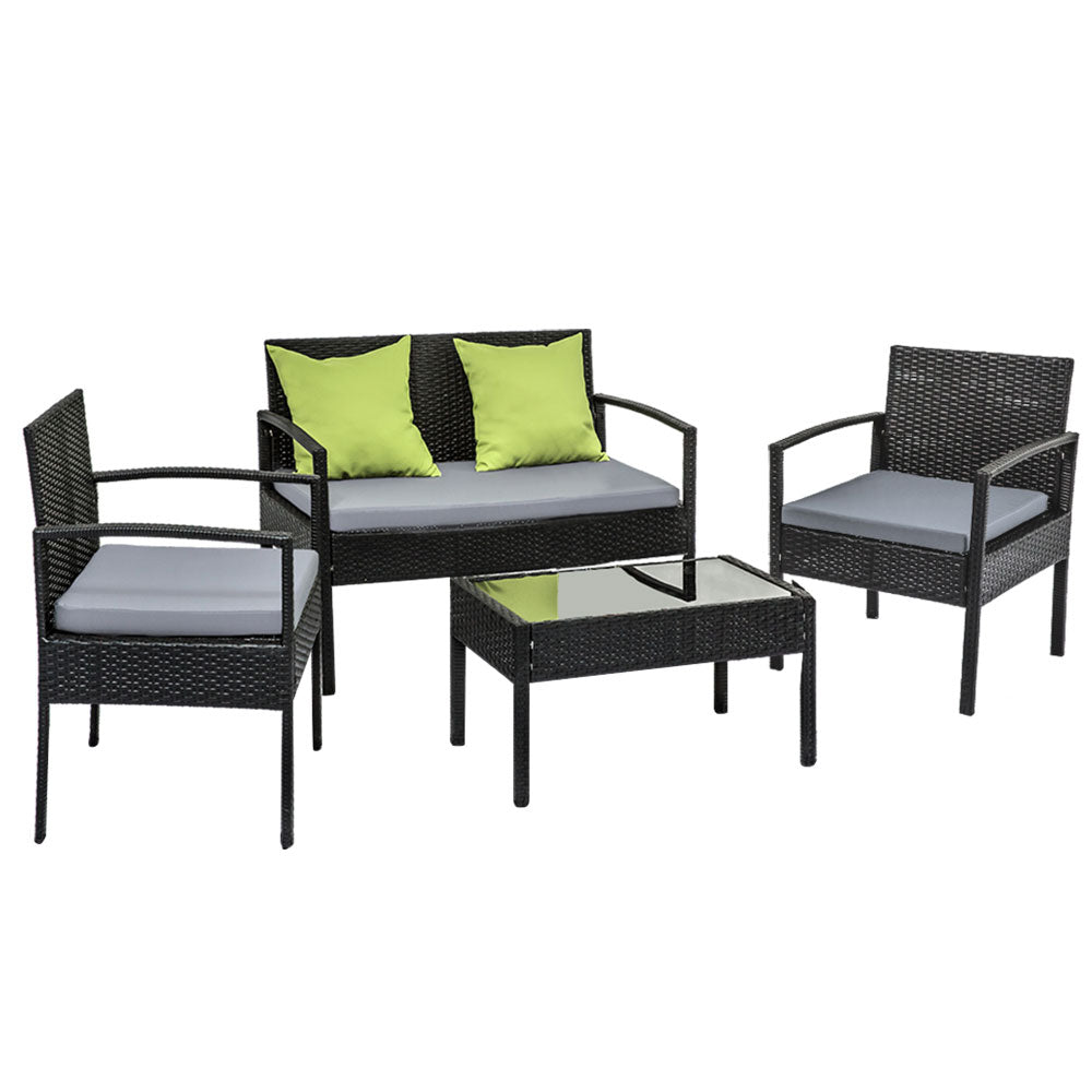Gardeon Outdoor Sofa Set Wicker Lounge Setting Table and Chairs Patio Furniture - Cosy Abode