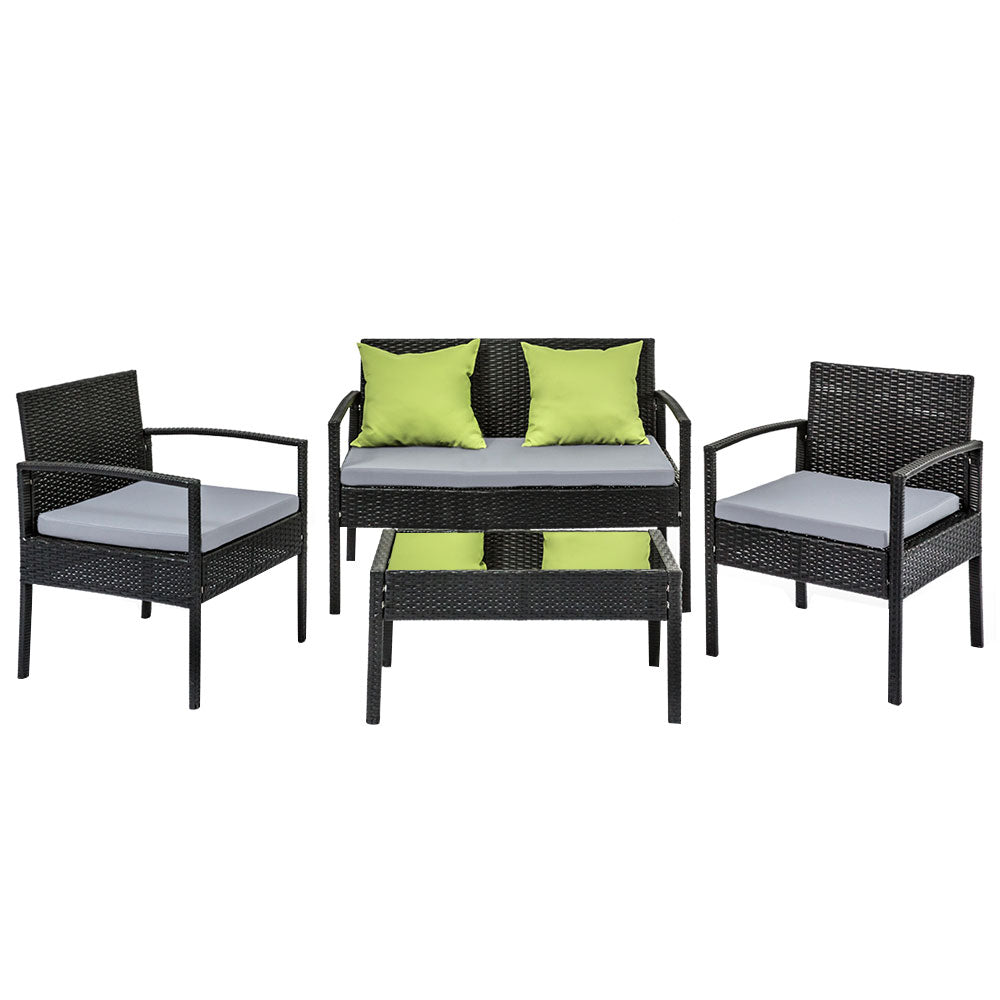 Gardeon Outdoor Sofa Set Wicker Lounge Setting Table and Chairs Patio Furniture - Cosy Abode