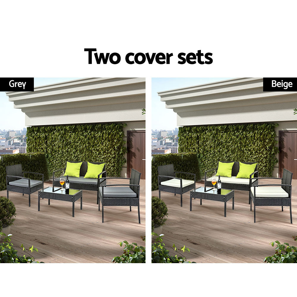 Gardeon Outdoor Sofa Set Wicker Lounge Setting Table and Chairs Patio Furniture - Cosy Abode