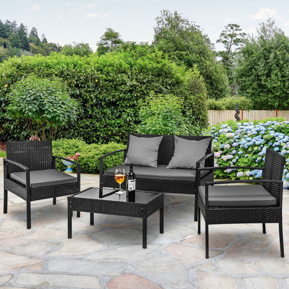 Gardeon Outdoor Sofa Set Wicker Lounge Setting Table and Chairs Patio Furniture - Cosy Abode