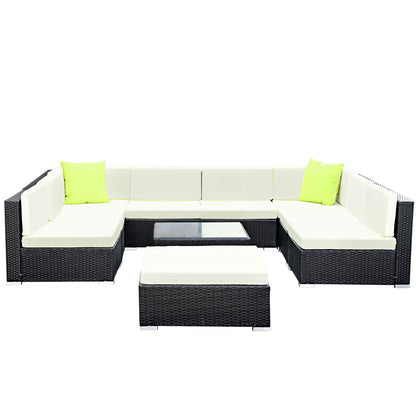 Gardeon 10-Piece Outdoor Sofa Set Wicker Couch Lounge Setting Cover - Cosy Abode