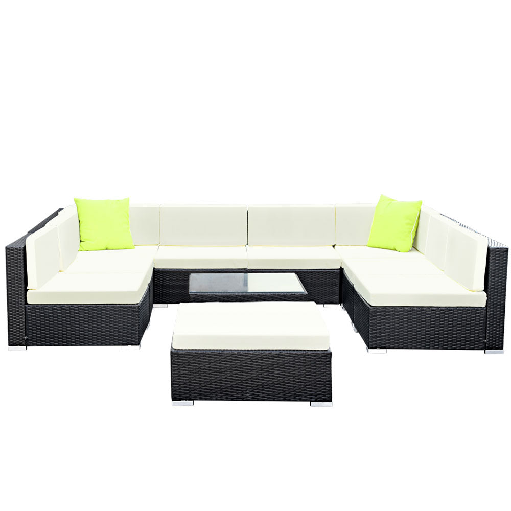 Gardeon 10-Piece Outdoor Sofa Set Wicker Couch Lounge Setting 9 Seater - Cosy Abode
