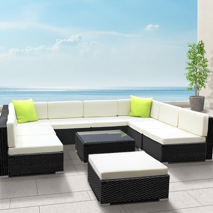Gardeon 10-Piece Outdoor Sofa Set Wicker Couch Lounge Setting 9 Seater - Cosy Abode