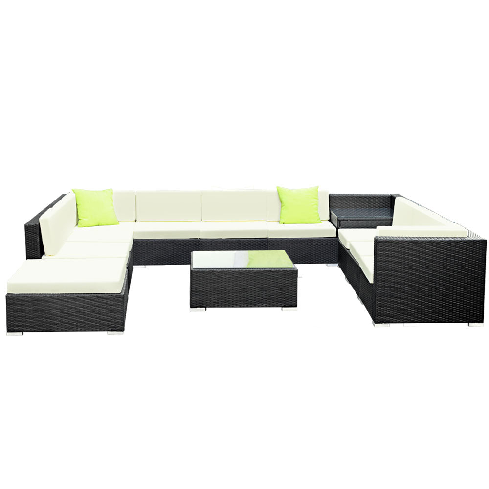 Gardeon 12PC Sofa Set with Storage Cover Outdoor Furniture Wicker - Cosy Abode