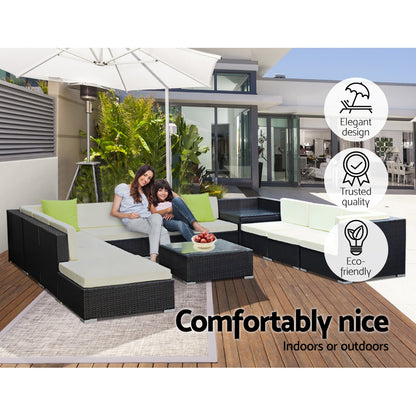 Gardeon 12PC Outdoor Furniture Sofa Set Wicker Garden Patio Lounge - Cosy Abode