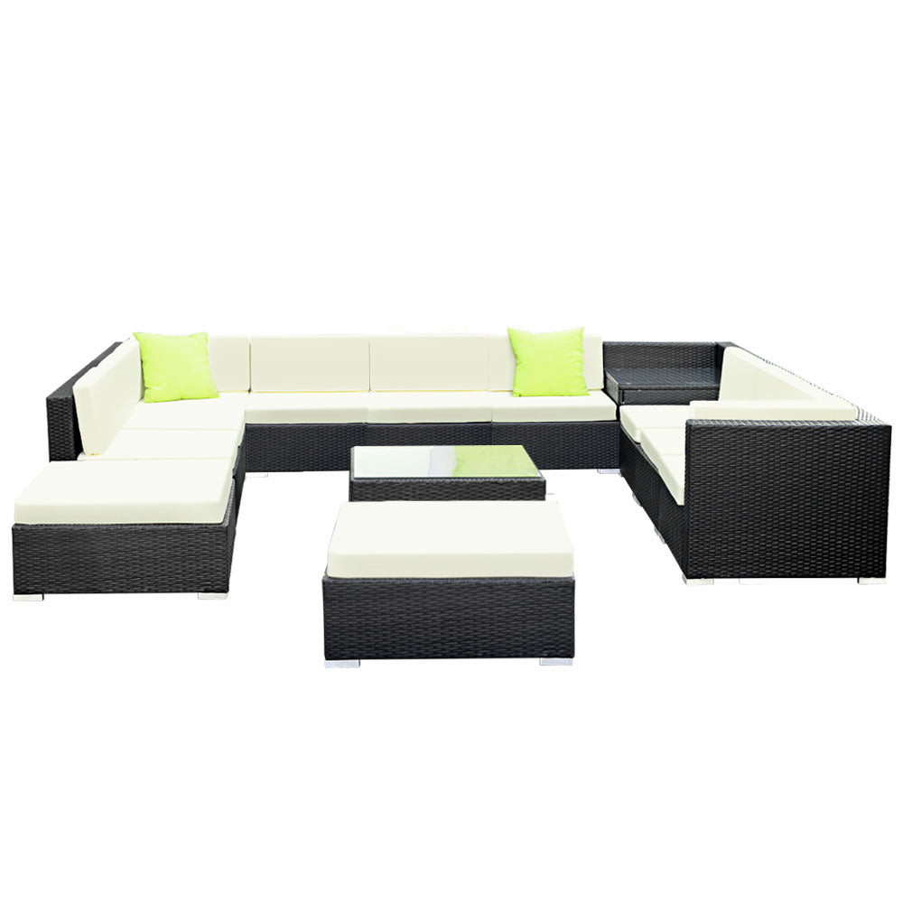 Gardeon 13-Piece Outdoor Sofa Set Wicker Couch Lounge Setting Cover - Cosy Abode