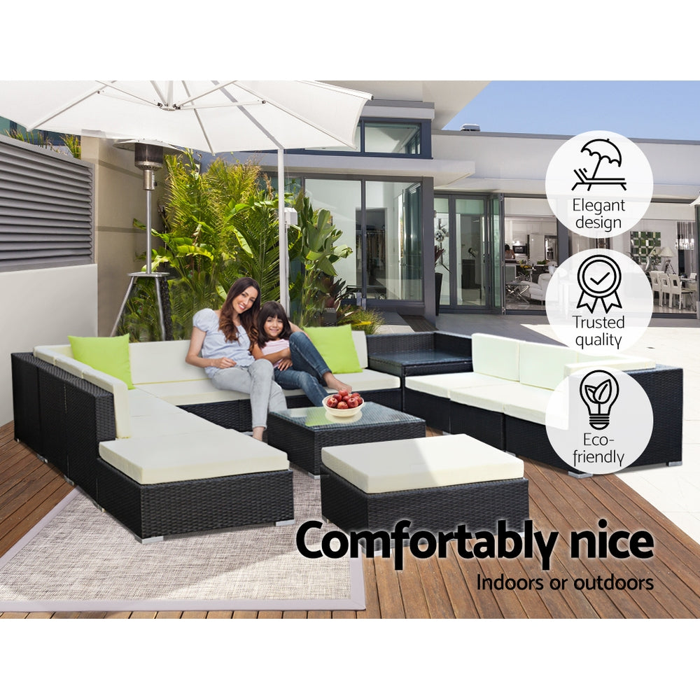 Gardeon 13-Piece Outdoor Sofa Set Wicker Couch Lounge Setting 11 Seater - Cosy Abode