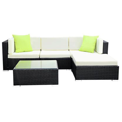 Gardeon 5-Piece Outdoor Sofa Set Wicker Couch Lounge Setting Cover - Cosy Abode