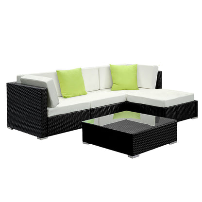 Gardeon 5-Piece Outdoor Sofa Set Wicker Couch Lounge Setting 4 Seater - Cosy Abode