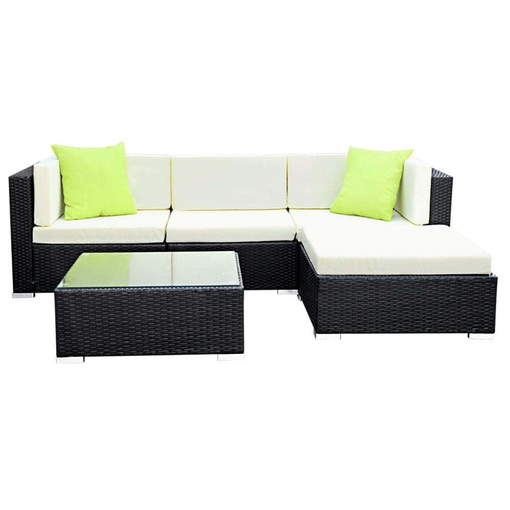 Gardeon 5-Piece Outdoor Sofa Set Wicker Couch Lounge Setting 4 Seater - Cosy Abode