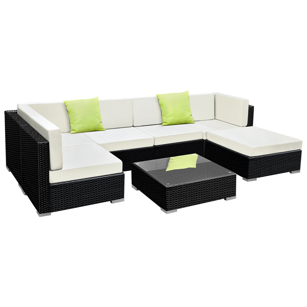 Gardeon 7-Piece Outdoor Sofa Set Wicker Couch Lounge Setting Cover - Cosy Abode