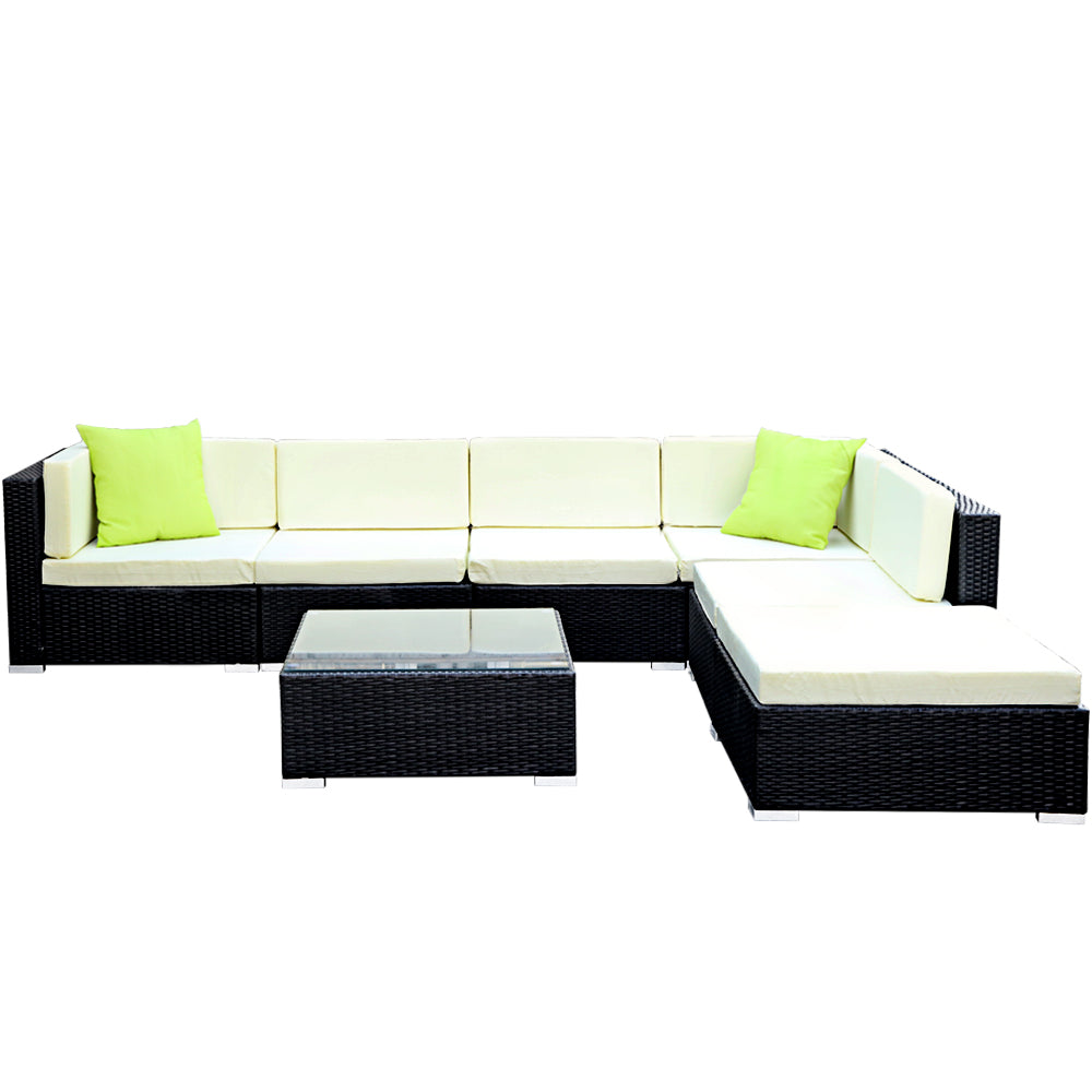 Gardeon 7-Piece Outdoor Sofa Set Wicker Couch Lounge Setting Cover - Cosy Abode