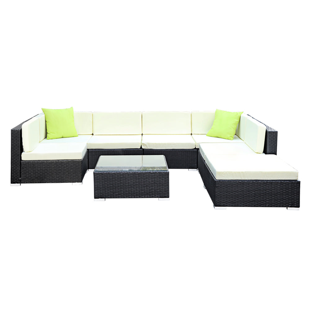 Gardeon 8-Piece Outdoor Sofa Set Wicker Couch Lounge Setting Cover - Cosy Abode