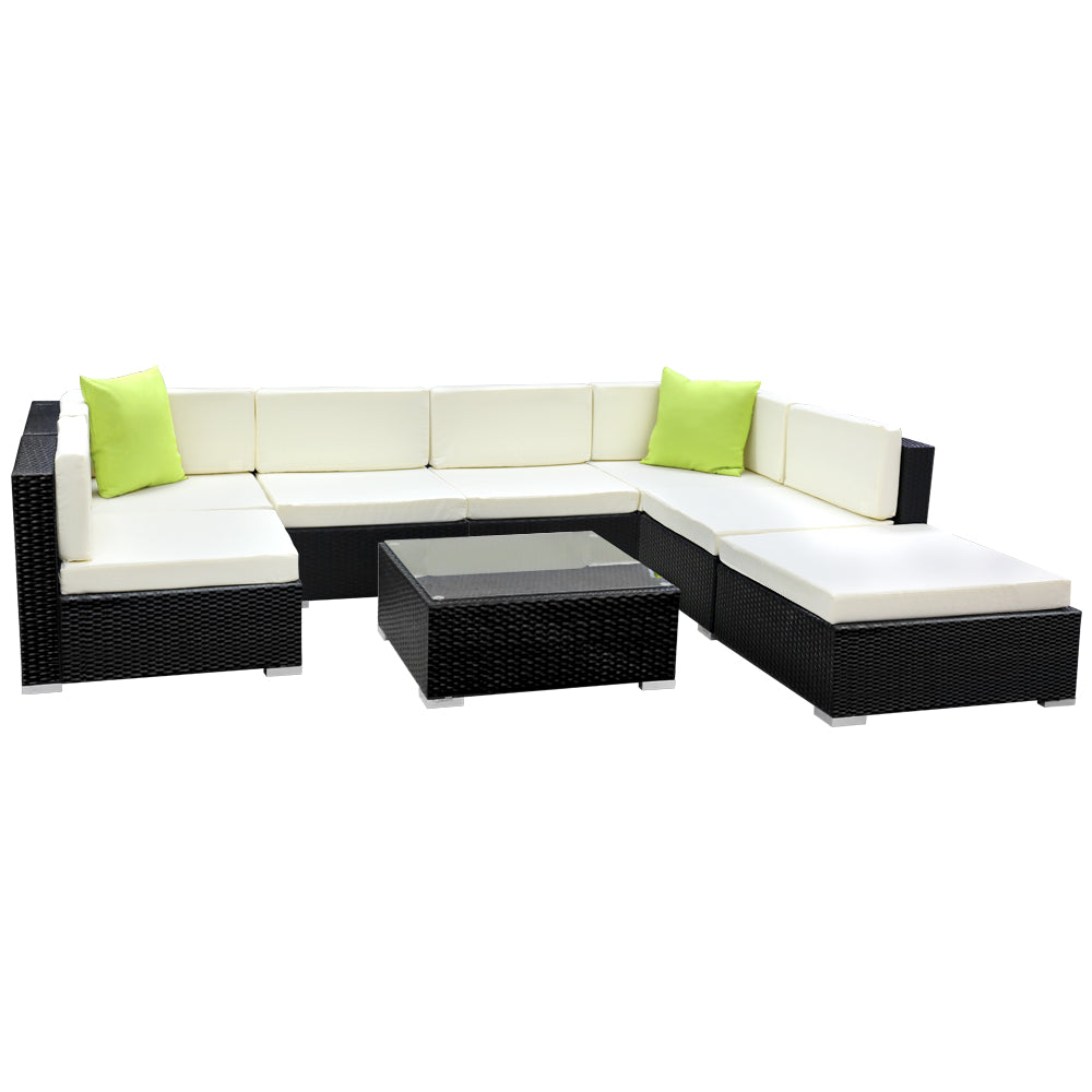 Gardeon 8-Piece Outdoor Sofa Set Wicker Couch Lounge Setting 7 Seater - Cosy Abode