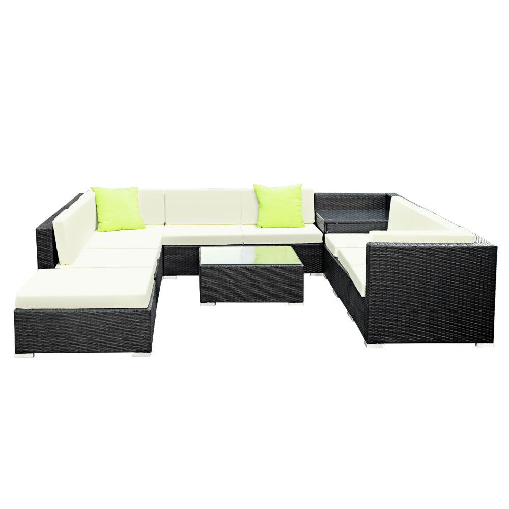 Gardeon 9-Piece Outdoor Sofa Set Wicker Couch Lounge Setting Cover - Cosy Abode