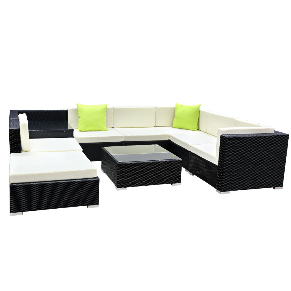 Gardeon 9-Piece Outdoor Sofa Set Wicker Couch Lounge Setting 7 Seater - Cosy Abode