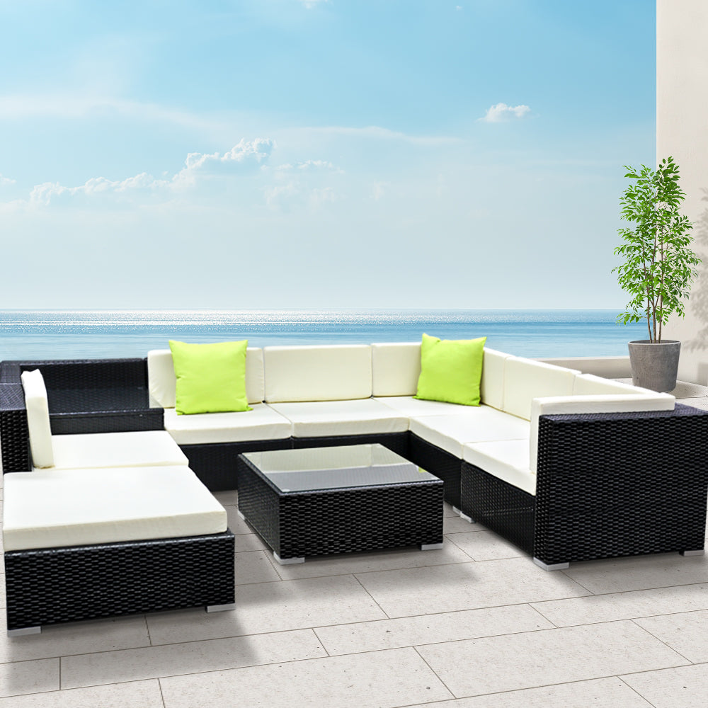 Gardeon 9-Piece Outdoor Sofa Set Wicker Couch Lounge Setting 7 Seater - Cosy Abode