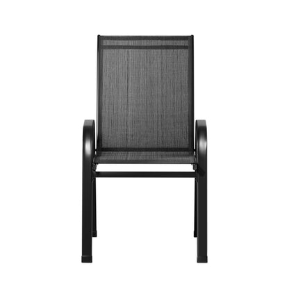 Gardeon 2PC Outdoor Dining Chairs Stackable Lounge Chair Patio Furniture Black - Cosy Abode