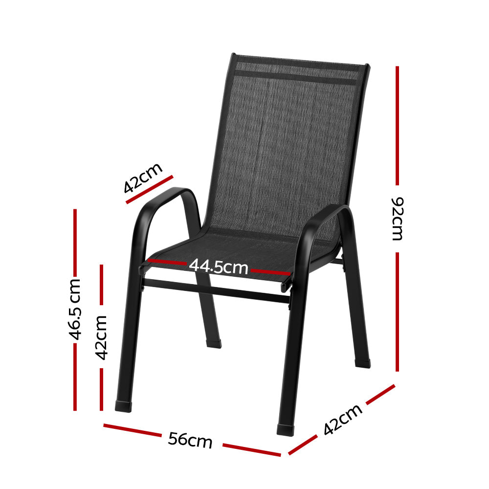 Gardeon 4PC Outdoor Dining Chairs Stackable Lounge Chair Patio Furniture Black - Cosy Abode