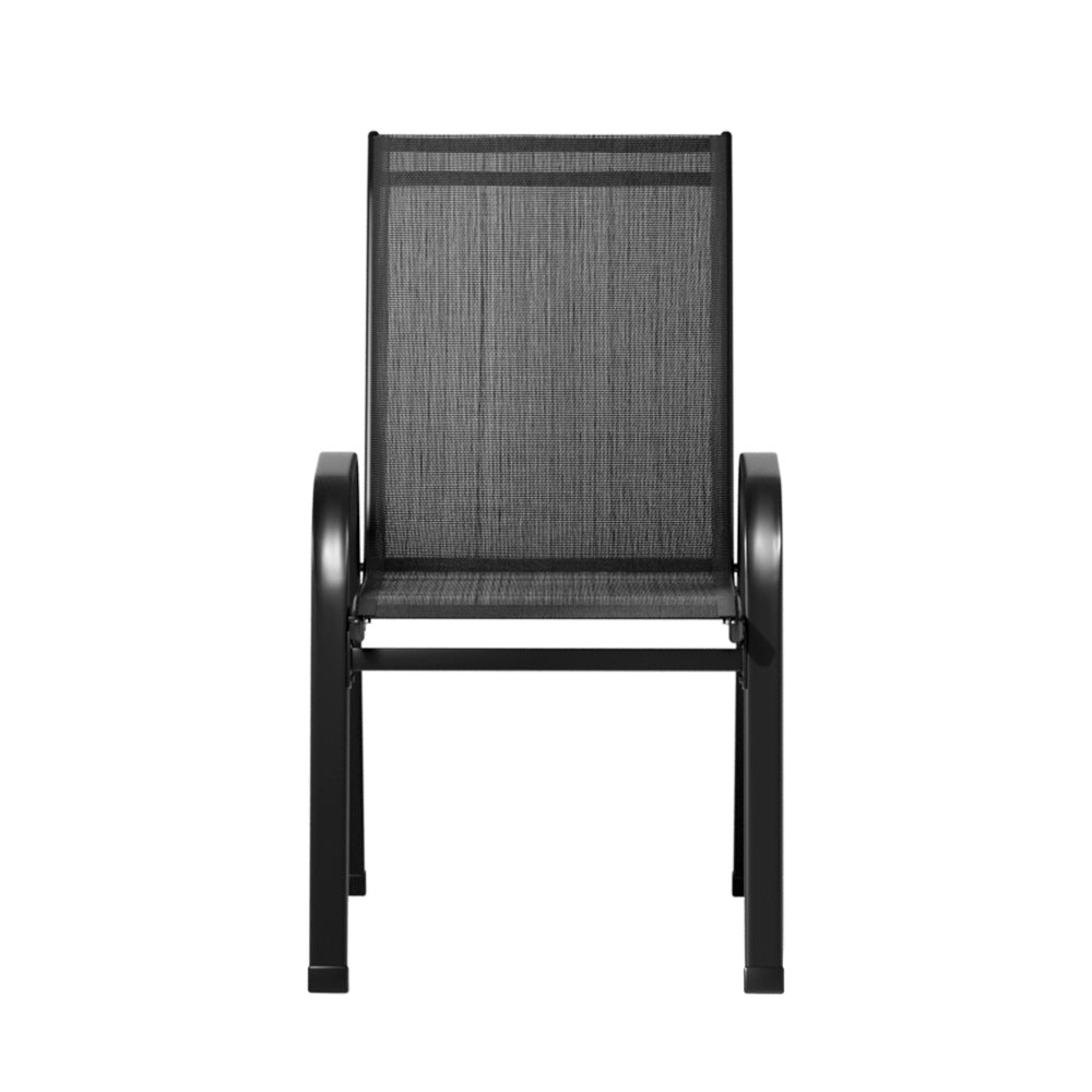 Gardeon 4PC Outdoor Dining Chairs Stackable Lounge Chair Patio Furniture Black - Cosy Abode