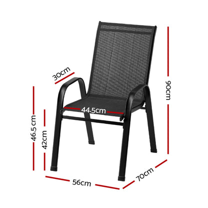 Gardeon 6PC Outdoor Dining Chairs Stackable Lounge Chair Patio Furniture Black - Cosy Abode