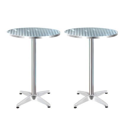 Gardeon Set of 2 Outdoor Bar Table Aluminium Round 70/110CM - Cosy Abode