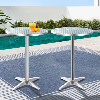 Gardeon Set of 2 Outdoor Bar Table Aluminium Round 70/110CM - Cosy Abode