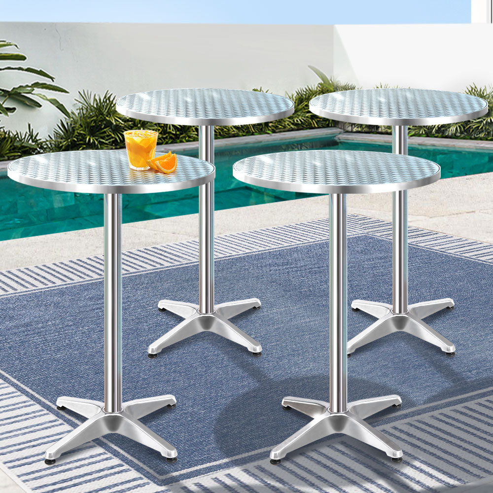 Gardeon Set of 4 Outdoor Bar Table Aluminium Round 70/110CM - Cosy Abode